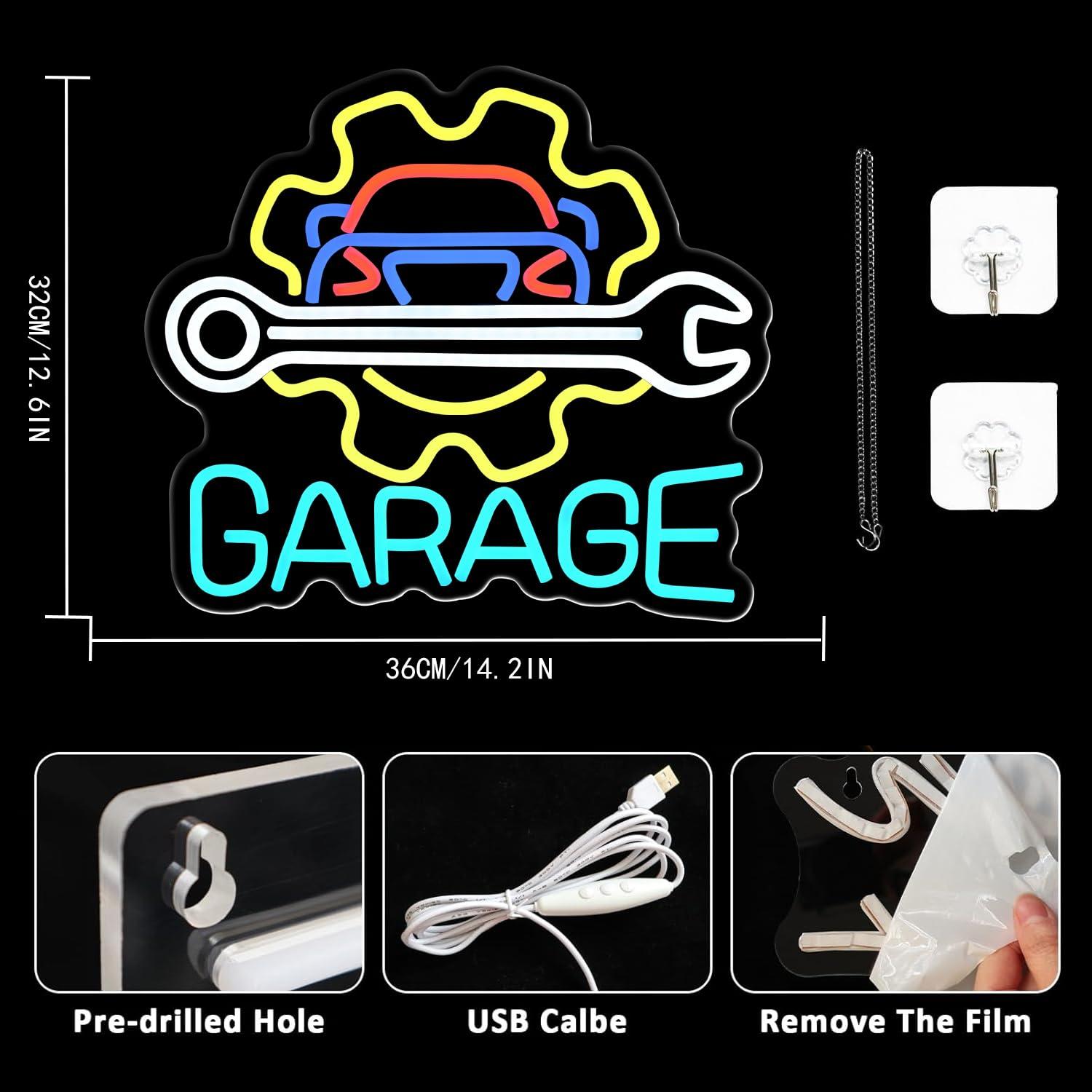 ガレージネオンサイン USB電源 LED調光可能ネオンライト - Auto Repair Shop のレビューと価格